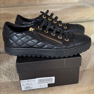 Ron white quilted nappa moto sneakers